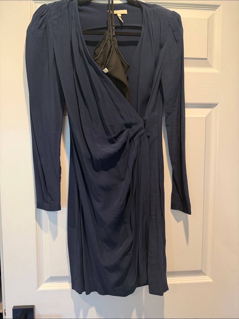 Maje Women’s Navy Draped Long-Sleeve Wrap Dress